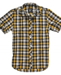 Check this shirt from LRG into your casual wardrobe for spring style. Check this shirt from LRG into your casual wardrobe for spring style.