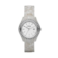 Fossil Women's ES2670 White Plastic Bracelet White Glitz Analog Dial Watch Fossil Women's ES2670 White Plastic Bracelet White Glitz Analog Dial Watch