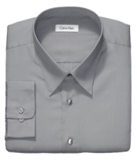 With a smooth finish and expert tailoring, this Calvin Klein dress shirt looks as good as it feels. With a smooth finish and expert tailoring, this Calvin Klein dress shirt looks as good as it feels.