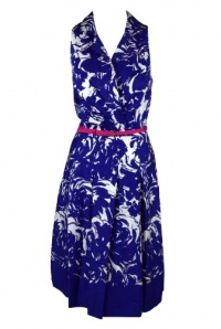 Jones New York Womens Floral Belted Pleat Skirt Dress Jones New York Womens Floral Belted Pleat Skirt Dress