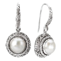 925 Silver & Mabe Pearl Intricate Scroll Earrings 925 Silver & Mabe Pearl Intricate Scroll Earrings