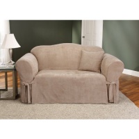 Sure Fit Soft Suede 1-Piece Sofa Slipcover, Taupe Sure Fit Soft Suede 1-Piece Sofa Slipcover, Taupe