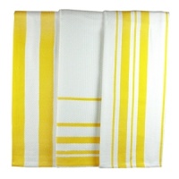 MÜincotton® dish towels are made with a 100% cotton basketweave, making them incredibly soft, tactile and highly absorbent. Finished with an all-around hem for extra durability and hanging loop. Stripe dish towel sets come with 3 unique stripe patterns.