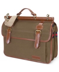 Professional with a preppy spirit. Tommy Hilfiger's double flap portfolio will keep your everyday office needs neatly organized for easy accessibility. Professional with a preppy spirit. Tommy Hilfiger's double flap portfolio will keep your everyday office needs neatly organized for easy accessibility.