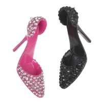 PINK AND BLACK PUMPS WITH RHINESTONES ORNAMENTS PINK AND BLACK PUMPS WITH RHINESTONES ORNAMENTS