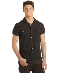 Take everyday wear beyond the basics in this handsome striped shirt from Calvin Klein Jeans. Take everyday wear beyond the basics in this handsome striped shirt from Calvin Klein Jeans.