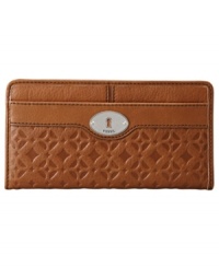 A gorgeous embossed leather covers this vintage-inspired design. Keep all your essentials in arm's reach with this boho beautiful design from Fossil featuring signature hardware and heavily stitched accents.