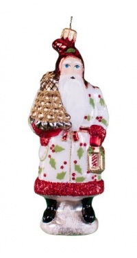 Vaillancourt Santa with Gold Applecone Ornament Vaillancourt Santa with Gold Applecone Ornament