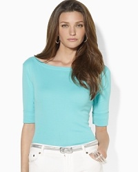 A chic boat neckline infuses the classic cotton jersey Benny tee with breezy, relaxed style. A chic boat neckline infuses the classic cotton jersey Benny tee with breezy, relaxed style.