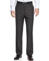 Plaid makes a subtle, sure statement with these handsome flat-front pants from Kenneth Cole Reaction.