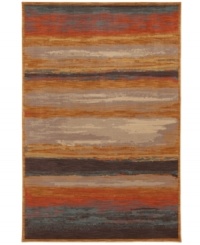 Infused with a rich painterly quality, this exquisitely hued area rug beautifully blurs the line between art and interior design. Crafted from two-ply nylon yarn to impart a soft hand and a dense pile that is eminently durable and easy to clean. Infused with a rich painterly quality, this exquisitely hued area rug beautifully blurs the line between art and interior design. Crafted from two-ply nylon yarn to impart a soft hand and a dense pile that is eminently durable and easy to clean.