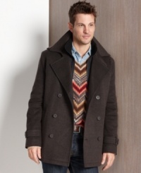 Paired with slacks or jeans, this Marc New York peacoat is versatile enough to keep it casual or dress you up. Paired with slacks or jeans, this Marc New York peacoat is versatile enough to keep it casual or dress you up.