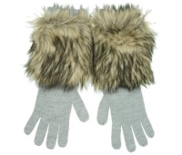 Michael Kors Faux Fur Trim Gloves Pearl Heather One Size Michael Kors Faux Fur Trim Gloves Pearl Heather One Size