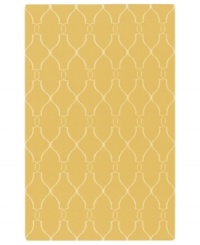 Stunning in its simplicity, this artist-designed area rug from Surya brings a calming beauty to any area in your home. Interlocking lines crisscross against a soft golden background, creating a chic lattice-like pattern that's stylishly simple. Stunning in its simplicity, this artist-designed area rug from Surya brings a calming beauty to any area in your home. Interlocking lines crisscross against a soft golden background, creating a chic lattice-like pattern that's stylishly simple.