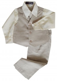 Boys Summer Linen Blend Suit Vest Dresswear Set Boys Summer Linen Blend Suit Vest Dresswear Set