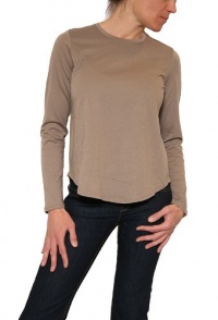 Women's Vince L/S Shirttail Tee Shirt in Safari Women's Vince L/S Shirttail Tee Shirt in Safari