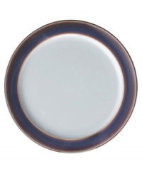 A true gem, the Amethyst wide-rimmed tea plates are simply glazed, but boldly hued, in deep indigo and crisp white from Denby's collection of dinnerware. The dishes can embrace their luxe color alone or they can be paired with the playful dots of Amethyst Stone for a well-balanced and uniquely customized table setting. A true gem, the Amethyst wide-rimmed tea plates are simply glazed, but boldly hued, in deep indigo and crisp white from Denby's collection of dinnerware. The dishes can embrace their luxe color alone or they can be paired with the playful dots of Amethyst Stone for a well-balanced and uniquely customized table setting.