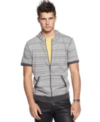 Layer-up this summer with this lightweight striped hoodie from Bar III. Layer-up this summer with this lightweight striped hoodie from Bar III.
