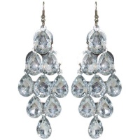 Chandelier Earrings, in Clear with Silver Finish Chandelier Earrings, in Clear with Silver Finish