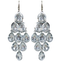 Chandelier Earrings, in Clear with Silver Finish