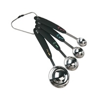 This set of kitchen essentials is made of sturdy stainless steel with soft, comfortable handles for easier use. Set includes tablespoon, teaspoon, 1/2 teaspoon and 1/4 teaspoon. This set of kitchen essentials is made of sturdy stainless steel with soft, comfortable handles for easier use. Set includes tablespoon, teaspoon, 1/2 teaspoon and 1/4 teaspoon.