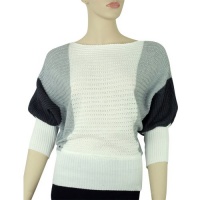 White Gray & Black Dolman Sleeve Knit Sweater Top White Gray & Black Dolman Sleeve Knit Sweater Top