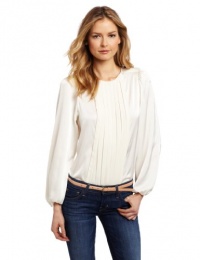 Vince Camuto Women's Blouson Sleeve Pleat Front Blouse, Papyrus, X-Large Vince Camuto Women's Blouson Sleeve Pleat Front Blouse, Papyrus, X-Large