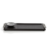 Crafted from acacia wood with a black granite cutting surface, this richly elegant olive oil dipping board is a new component of the New Molton dinnerware featuring handcrafted pieces that define a casual yet elegant look in style today: streamlined, organic and soulful. Crafted from acacia wood with a black granite cutting surface, this richly elegant olive oil dipping board is a new component of the New Molton dinnerware featuring handcrafted pieces that define a casual yet elegant look in style today: streamlined, organic and soulful.