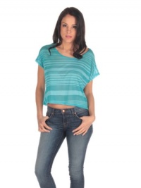 Vintage Havana Womens Neon Burnout Stripe Tee - Blue - Medium Vintage Havana Womens Neon Burnout Stripe Tee - Blue - Medium
