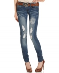 The best way to look totally destructed? Rock these skinnies from Dollhouse! A slew of rips at the front make these jeans rugged to the max. The best way to look totally destructed? Rock these skinnies from Dollhouse! A slew of rips at the front make these jeans rugged to the max.