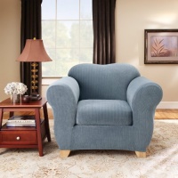 Sure Fit 119827270U_FRBLU Stretch Pinstripe Chair Slipcover, French Blue Sure Fit 119827270U_FRBLU Stretch Pinstripe Chair Slipcover, French Blue