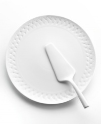 Slice pies and serve cakes with a side of country charm from Martha Stewart Collection. Like the coordinating dinnerware set, the French Cupboard cake plate is crafted in radiant white porcelain and embossed with a woven basket motif. A matching server adds an elegant touch. Slice pies and serve cakes with a side of country charm from Martha Stewart Collection. Like the coordinating dinnerware set, the French Cupboard cake plate is crafted in radiant white porcelain and embossed with a woven basket motif. A matching server adds an elegant touch.