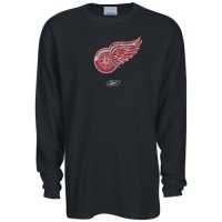 Reebok Detroit Red Wings Black Faded Logo Long Sleeve Thermal T-shirt Reebok Detroit Red Wings Black Faded Logo Long Sleeve Thermal T-shirt
