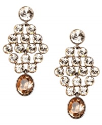 Brilliant shine. The silk glass stones on Givenchy's smoky quartz-colored chandelier earrings provide maximum sparkle. Set in brown gold-plated mixed metal. Approximate drop: 2-1/8 inches.