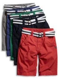 GUESS Kids Boys Little Boy Flat Front Belted Shorts, RED (5) GUESS Kids Boys Little Boy Flat Front Belted Shorts, RED (5)