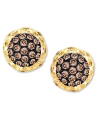 Sumptuously-sparkling studs! Le Vian's chic stud earrings feature a pretty oval shape that highlights round-cut chocolate diamonds (1/3 ct. t.w.) and white diamond accents. Set in 14k gold. Approximate diameter: 1/4 inch. Sumptuously-sparkling studs! Le Vian's chic stud earrings feature a pretty oval shape that highlights round-cut chocolate diamonds (1/3 ct. t.w.) and white diamond accents. Set in 14k gold. Approximate diameter: 1/4 inch.