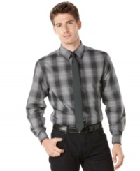 This plaid shirt by Perry Ellis will set your look into cool dapper style. This plaid shirt by Perry Ellis will set your look into cool dapper style.