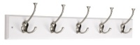 Liberty Hardware 129848 27-Inch Hook Rail with 5 Flared Top Hooks, White and Satin Nickel