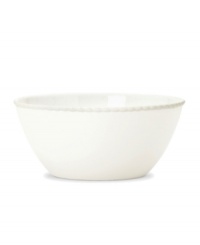 Serve party favorites with the Wickford serving bowl and tie in timeless sophistication with every meal. Versatile white porcelain in a contemporary shape is embossed at the rim with a classic rope motif by kate spade new york. Serve party favorites with the Wickford serving bowl and tie in timeless sophistication with every meal. Versatile white porcelain in a contemporary shape is embossed at the rim with a classic rope motif by kate spade new york.