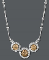 Sumptuous sparkle. Le Vian's perfectly stunning three stone design accentuates round-cut white diamonds (1/3 ct. t.w.) that encircle three, round-cut chocolate diamonds (1/3 ct. t.w.). Crafted in 14k white gold. Approximate length: 18 inches. Approximate drop: 1/4 inch. Sumptuous sparkle. Le Vian's perfectly stunning three stone design accentuates round-cut white diamonds (1/3 ct. t.w.) that encircle three, round-cut chocolate diamonds (1/3 ct. t.w.). Crafted in 14k white gold. Approximate length: 18 inches. Approximate drop: 1/4 inch.