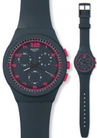 Swatch Originals A Touch of Fuschia Chronograph Charcoal Silicone Unisex Watch SUSA400 Swatch Originals A Touch of Fuschia Chronograph Charcoal Silicone Unisex Watch SUSA400