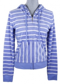 Juicy Couture Blue Vista Angel Striped Terry Zip Hoodie Juicy Couture Blue Vista Angel Striped Terry Zip Hoodie