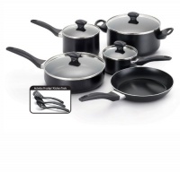Farberware Dishwasher Safe Aluminum Nonstick 12-Piece Cookware Set, Black Farberware Dishwasher Safe Aluminum Nonstick 12-Piece Cookware Set, Black