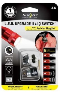 Nite Ize NIQ2-07-1WC Upgrade II, Second Generation 1 Watt L.E.D. and I.Q. Switch, Upgrades AA Mini Mag-Lite from Incandescent to LED Technology with On/Off/Strobe Switch Nite Ize NIQ2-07-1WC Upgrade II, Second Generation 1 Watt L.E.D. and I.Q. Switch, Upgrades AA Mini Mag-Lite from Incandescent to LED Technology with On/Off/Strobe Switch