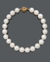 A classic piece that boasts versatility and sophistication. Bracelet features A+ Akoya cultured pearls (8-8-1/2 mm) and a 14k gold clasp. Approximate length: 8 inches. A classic piece that boasts versatility and sophistication. Bracelet features A+ Akoya cultured pearls (8-8-1/2 mm) and a 14k gold clasp. Approximate length: 8 inches.