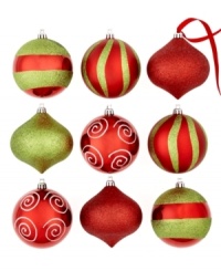 Catch a break with shatterproof ornaments from Kurt Adler. Bright holiday colors and graphic glitter motifs make this set of drops and balls a favorite new addition to your tree. Catch a break with shatterproof ornaments from Kurt Adler. Bright holiday colors and graphic glitter motifs make this set of drops and balls a favorite new addition to your tree.