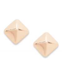 Elevated elegance. Studio Silver's pyramid stud earrings, set in 18k rose gold over sterling silver, bring a bit of panache to any occasion. Approximate diameter: 1/4 inch. Elevated elegance. Studio Silver's pyramid stud earrings, set in 18k rose gold over sterling silver, bring a bit of panache to any occasion. Approximate diameter: 1/4 inch.