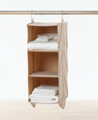 A new kind of space exploration! Instantly double your closet space with this genius storage solution, three reinforced, durable hanging shelves that hold clothes, accessories and more. Working with any closet bar, this organizer makes the most of the space around you. A new kind of space exploration! Instantly double your closet space with this genius storage solution, three reinforced, durable hanging shelves that hold clothes, accessories and more. Working with any closet bar, this organizer makes the most of the space around you.