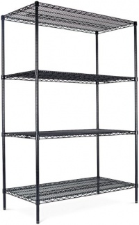 Alera SW504824BL Industrial Wire Shelving Starter Kit, 4 Shelves, 48w x 24d x 72h, Black Alera SW504824BL Industrial Wire Shelving Starter Kit, 4 Shelves, 48w x 24d x 72h, Black