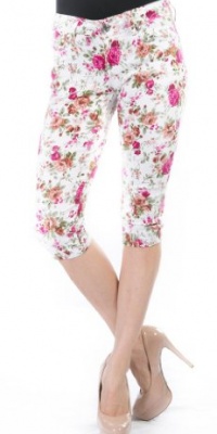 Charming Girl Women Junior Denim Jeans Floral Print Skinny Capri Pant Cg1150jc-868jc Charming Girl Women Junior Denim Jeans Floral Print Skinny Capri Pant Cg1150jc-868jc